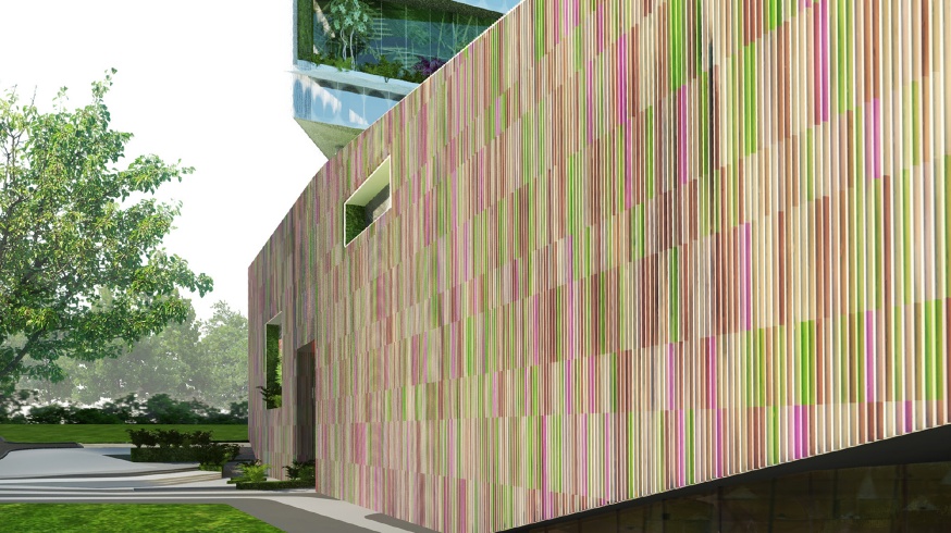 CONTINUOUS SHADING SCREEN FROM VERTICAL BATTENS 